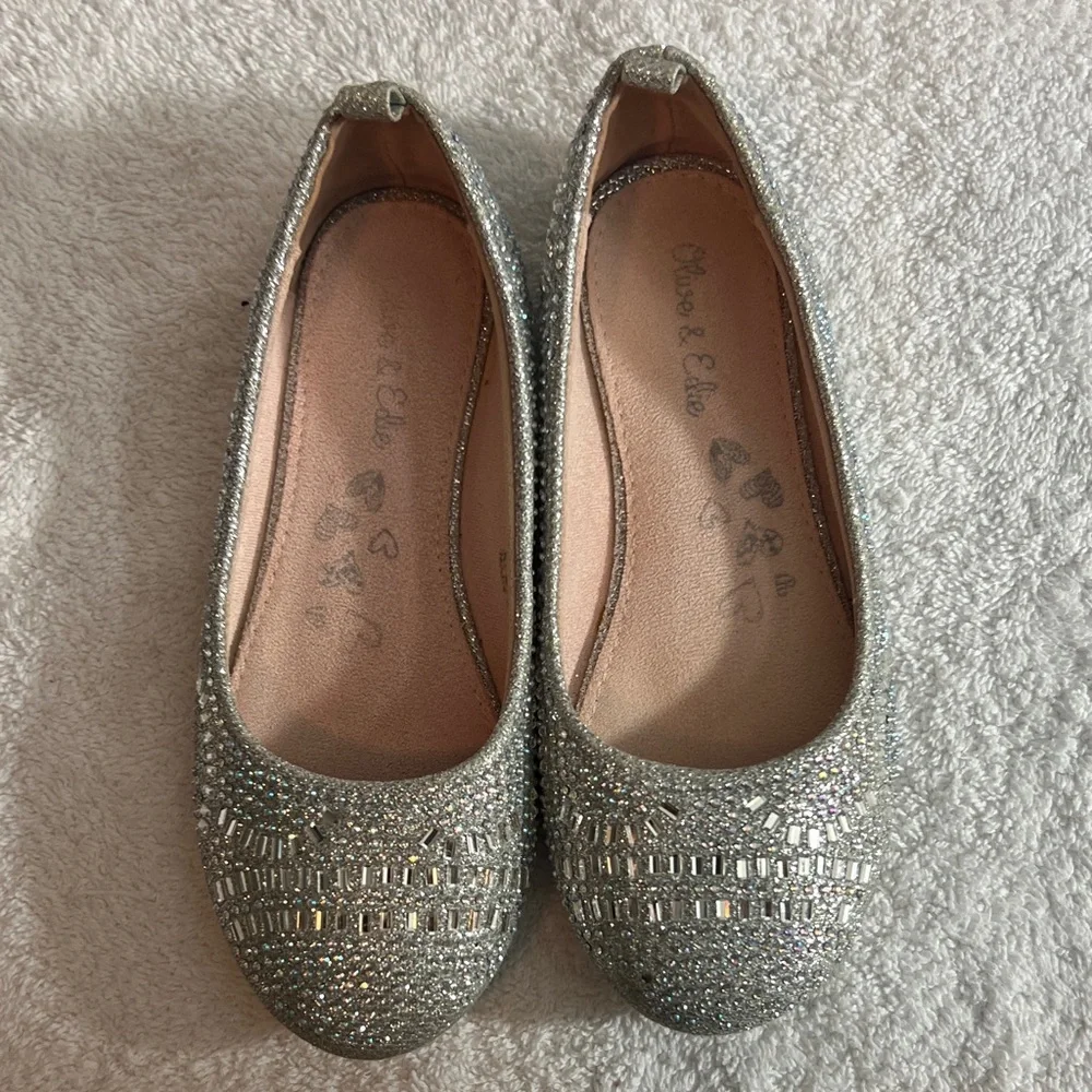 Girls Silver Glitter Dress Flats - Olive & Eden